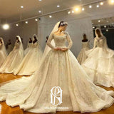 2023 Bridal Ball Gown Flower Lace Wedding Dress Long Sleeves selina2023042701