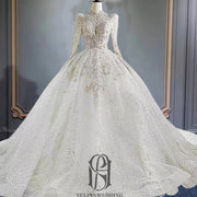 2023 Bridal Ball Gown Flower Lace Elegant Wedding Dress Long Sleeves selina2023050402