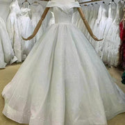 Elegant  Off Shoulder Ball Short Sleeve Dress Glitter wedding dress Wedding Fashionselina20248041