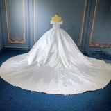 Royal weedding gown Embroidery Flower A-line Wedding Gown, Off The Shoulder Neck 202408123