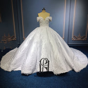 Royal weedding gown Embroidery Flower A-line Wedding Gown, Off The Shoulder Neck 202408123