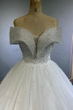 Classic pearl Off Shoulder Wedding DressCustom Size Bridal GownpurewhiteWedding Dress202541701, Fashion Wedding Dress