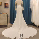 Satin Lace V-Neck French Wedding Dress selina202252388