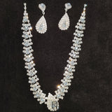 White Gold/Gold Plated Women Teardrop Bridal Tennis Necklace and Drop Earring Set for Wedding Brides selina2022091601