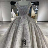 Long Sleeve Sequin Wedding Dress