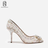 Lace High Heel Crystal Slippers selina202251865