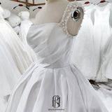 Square Collar Elegant Simple Bridal Dress selina202252073